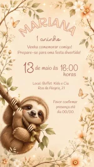 Convite Animado Aniversário Capivara Fofa para Editar Online