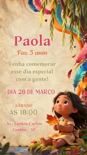 Convite de Aniversário Pocahontas para Editar Online