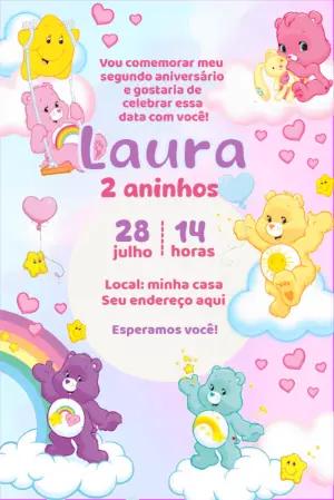 Convite de Aniversário Ursinhos Carinhosos para Editar Online