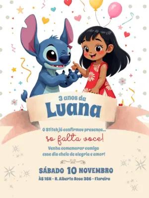 Convite Aniversário Lilo & Stitch para Editar Online