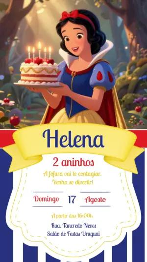 Convite de Aniversário Branca de Neve Moderno para Editar