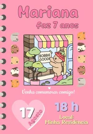 Convite Aniversário Bobbie Goods com Ursinho Fofo para Editar