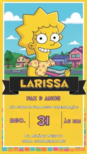 Convite de Aniversário Lisa Simpson Amarelo para Editar