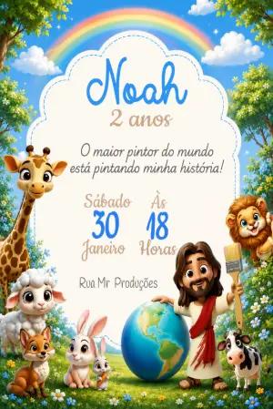 Convite Aniversário Infantil O Maior Pintor do Mundo Editável