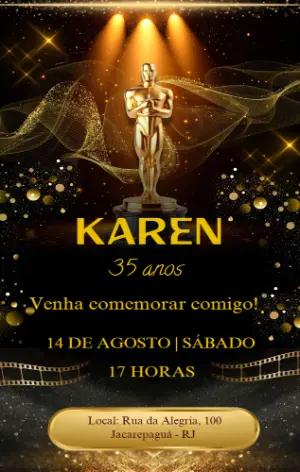 Convite Aniversário Oscar Glamour para Editar Online
