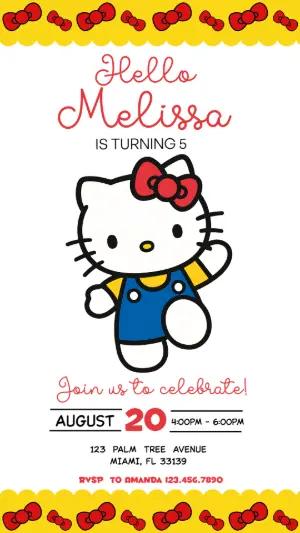 Hello Kitty Birthday Invitation Editable Template