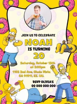 Homer Simpson Birthday Invitation Editable Online With Photo