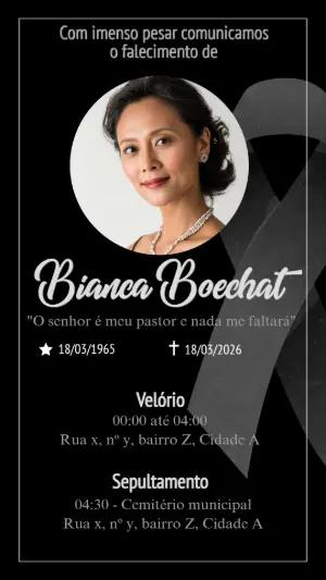 Comunicado de Falecimento Sóbrio e Elegante para Editar