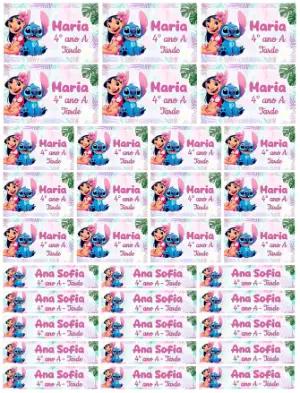 Etiqueta Escolar Lilo & Stitch Editável para Material Escolar