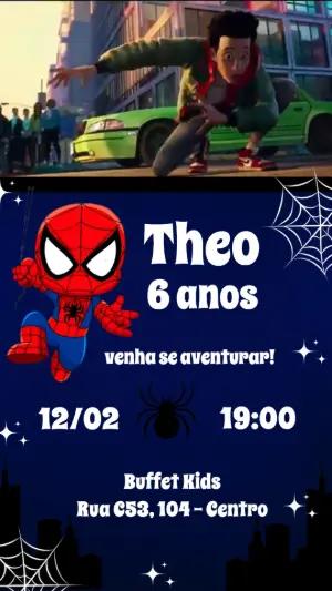 Convite Animado Homem-Aranha Infantil para Editar e Enviar