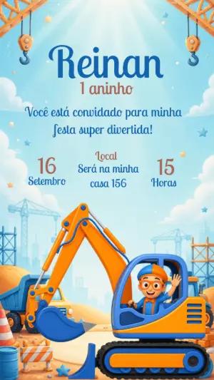Convite de Aniversário Blippi Construtor para Editar Online