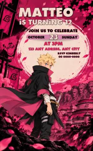 Boruto Birthday Invitation | Editable Anime Template