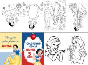 Mini Livro de Colorir Branca de Neve Editável para Imprimir