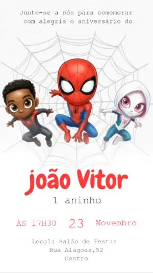 Convite Animado Aniversário Homem-Aranha para Editar Online