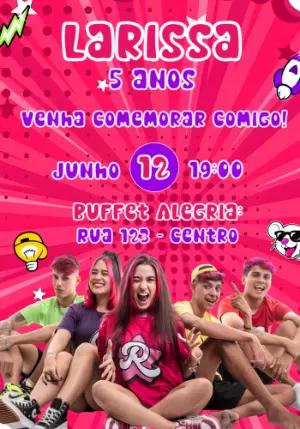 Convite de Aniversário Emily Vick Rosa e Moderno para Editar