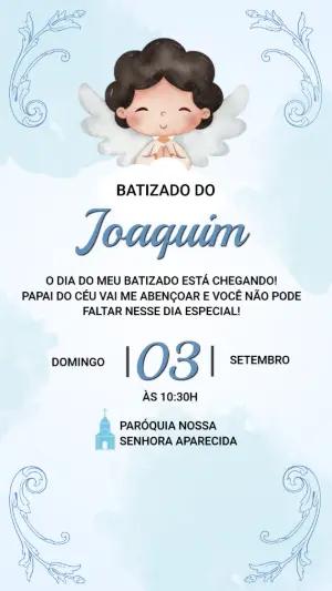 Convite Digital Batizado Menino Anjinho Fofo para Editar