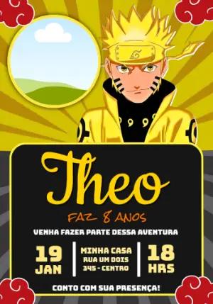 Convite de Aniversário Naruto com Foto para Editar Online