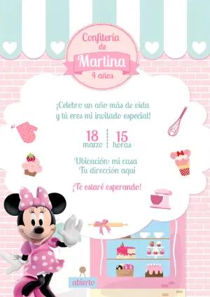 Invitación de Cumpleaños Confitería de Minnie para Editar Online
