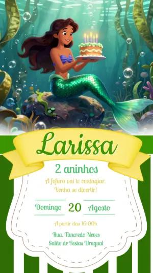 Convite de Aniversário Sereia Fundo do Mar para Editar