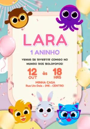 Convite de Aniversário Bolofofos Colorido para Editar