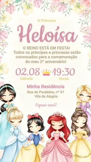 Vídeo Convite de Aniversário Princesas Disney Editável