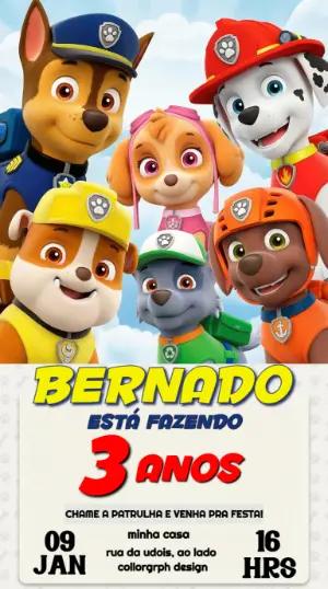 Vídeo Convite de Aniversário Patrulha Canina Editável