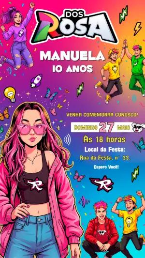 Convite de Aniversário Dos Rosa Emily Vick Editável