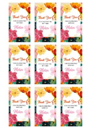 Floral Watercolor Thank You Tag Editable Template
