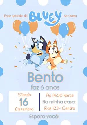 Convite de Aniversário Bluey e Bingo Colorido para Editar