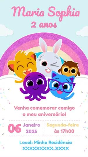 Convite de Aniversário Bolofofos Editável Online