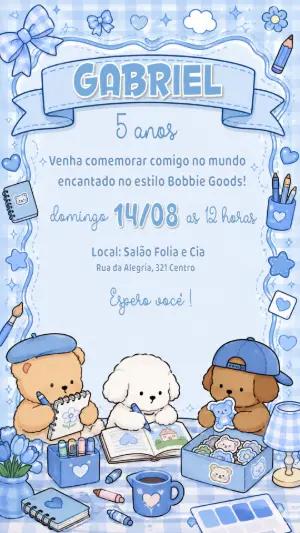 Convite de Aniversário Digital Estilo Bobbie Goods para Editar