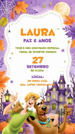 Convite de Aniversário Scooby Doo: Modelo Editável