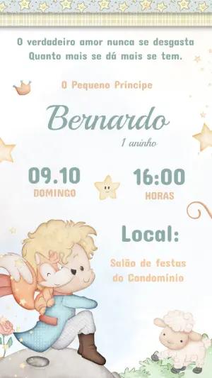 Convite Aniversário Pequeno Príncipe Aquarela Editável