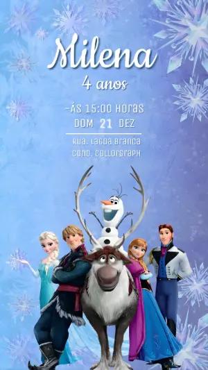 Convite Digital Editável Aniversário Tema Frozen