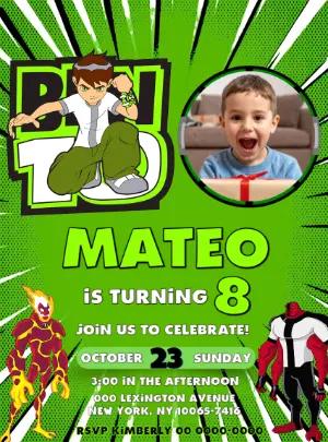 Editable Ben 10 Birthday Invitation Template