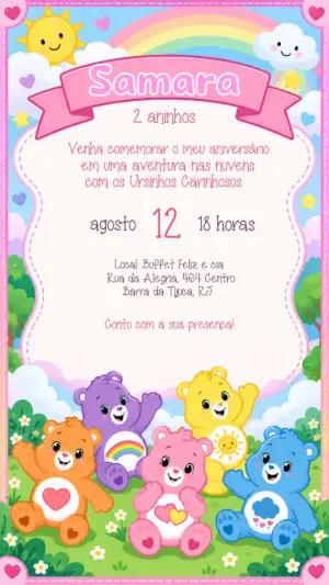 Convite de Aniversário Ursinhos Carinhosos Editável