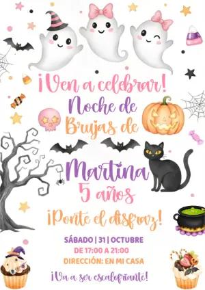 Invitación de Cumpleaños de Halloween para Niña para Editar