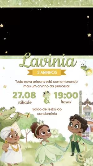 Convite Animado Aniversário Princesa Tiana para Editar Online