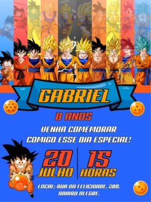 Convite de Aniversário Dragon Ball Z com Goku para Editar Online