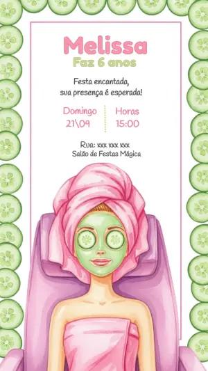 Convite de Aniversário SPA Dia de Beleza para Editar Online