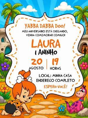 Convite Digital Flintstones Infantil Editável