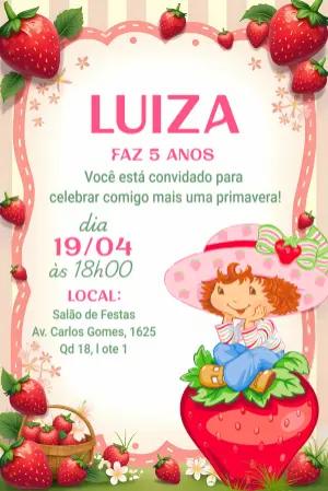 Convite de Aniversário Moranguinho Clássico para Editar Online