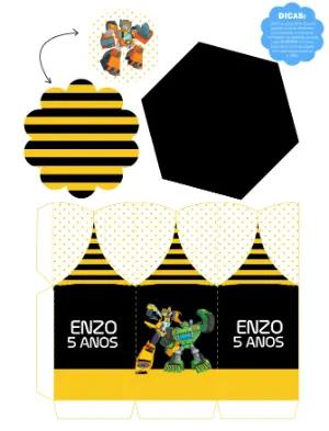 Centro de Mesa Transformers Rescue Bots Editável para Aniversário