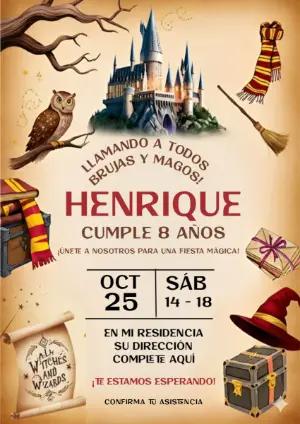 Invitación de Cumpleaños de Harry Potter para Editar Online