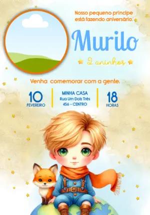 Convite Digital Pequeno Príncipe Fofo para Aniversário