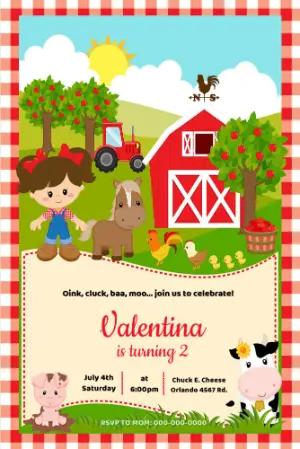 Cute Farm Girl Birthday Invitation | Editable Digital Template