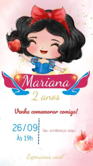Convite Aniversário Branca de Neve Cute para Editar Online