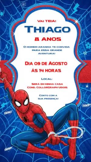 Convite de Aniversário Homem-Aranha Vermelho e Azul para Editar