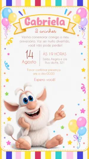 Convite de Aniversário Infantil do Booba Editável Digital