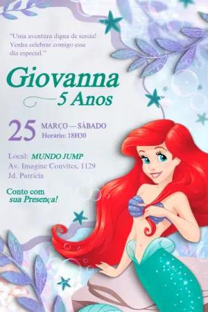 Convite Digital Pequena Sereia Aniversário Editável